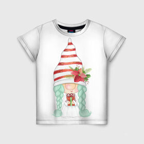Детская футболка 3D с принтом Добрый гномик в Тюмени, 100% гипоаллергенный полиэфир | прямой крой, круглый вырез горловины, длина до линии бедер, чуть спущенное плечо, ткань немного тянется | влюбленные | гномик | день валентина | парные | парочки | праздник | шарик