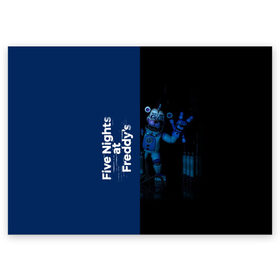 Поздравительная открытка с принтом Five Nights At Freddy в Тюмени, 100% бумага | плотность бумаги 280 г/м2, матовая, на обратной стороне линовка и место для марки
 | 5 ночей с фредди | five nights at freddys | fnaf | игра | игрок | книга | логотип | пиццерия | подарок | половина | синий | страшилка | фнаф | фредди