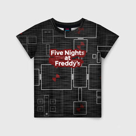 Детская футболка 3D с принтом Five Nights At Freddy в Тюмени, 100% гипоаллергенный полиэфир | прямой крой, круглый вырез горловины, длина до линии бедер, чуть спущенное плечо, ткань немного тянется | Тематика изображения на принте: 5 ночей с фредди | five nights at freddys | fnaf | игра | игрок | книга | логотип | пиццерия | подарок | страшилка | схема | фнаф | фредди