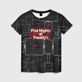 Женская футболка 3D с принтом Five Nights At Freddy в Тюмени, 100% полиэфир ( синтетическое хлопкоподобное полотно) | прямой крой, круглый вырез горловины, длина до линии бедер | 5 ночей с фредди | five nights at freddys | fnaf | игра | игрок | книга | логотип | пиццерия | подарок | страшилка | схема | фнаф | фредди
