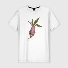 Мужская футболка хлопок Slim с принтом Мандрагора в Тюмени, 92% хлопок, 8% лайкра | приталенный силуэт, круглый вырез ворота, длина до линии бедра, короткий рукав | корни | листочки | растение | фэнтези