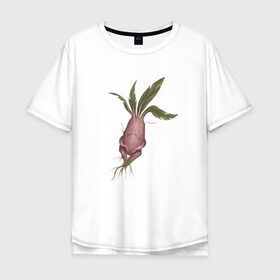 Мужская футболка хлопок Oversize с принтом Мандрагора в Тюмени, 100% хлопок | свободный крой, круглый ворот, “спинка” длиннее передней части | корни | листочки | растение | фэнтези