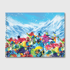 Альбом для рисования с принтом Палитра сноуборд в Тюмени, 100% бумага
 | матовая бумага, плотность 200 мг. | Тематика изображения на принте: борд | горы | зимние виды спорта | разноцветный | снег | сноуборд | спуск | экипировка
