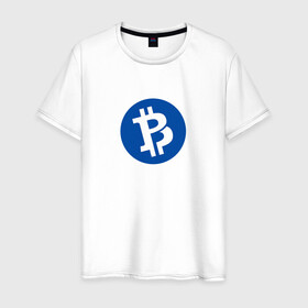 Мужская футболка хлопок с принтом Bitcoin в Тюмени, 100% хлопок | прямой крой, круглый вырез горловины, длина до линии бедер, слегка спущенное плечо. | bitcoin | btc | биткоин | валюта | деньги | криптовалюта