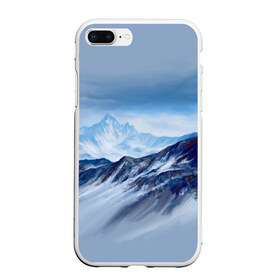 Чехол для iPhone 7Plus/8 Plus матовый с принтом Серо-голубые горы в Тюмени, Силикон | Область печати: задняя сторона чехла, без боковых панелей | арт | горы | живопись | кистью | краски | пейзаж | рисунок | серый