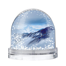 Снежный шар с принтом Серо-голубые горы в Тюмени, Пластик | Изображение внутри шара печатается на глянцевой фотобумаге с двух сторон | арт | горы | живопись | кистью | краски | пейзаж | рисунок | серый