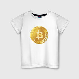 Детская футболка хлопок с принтом bitcoin в Тюмени, 100% хлопок | круглый вырез горловины, полуприлегающий силуэт, длина до линии бедер | bitcoin | btc | биткоин | валюта | деньги | криптовалюта