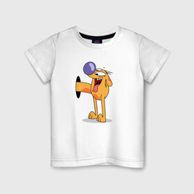 Детская футболка хлопок с принтом котопес в Тюмени, 100% хлопок | круглый вырез горловины, полуприлегающий силуэт, длина до линии бедер | влюбленных | день святого валентина | для двоих | для пар | котопес | милый | парные | подарок | сердце