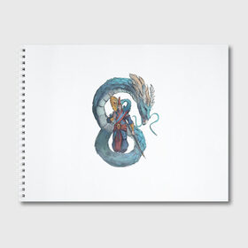 Альбом для рисования с принтом Sea magic в Тюмени, 100% бумага
 | матовая бумага, плотность 200 мг. | dragon | magic | smoke | staff | владыка | дракон | дымка | жезл | магия