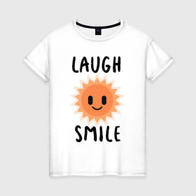 Женская футболка хлопок с принтом Солнышко в Тюмени, 100% хлопок | прямой крой, круглый вырез горловины, длина до линии бедер, слегка спущенное плечо | весна | жара | лето | маскот | минимализм | надпись