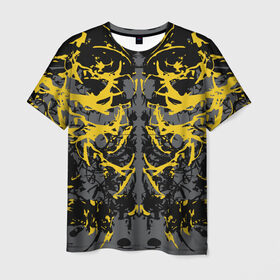 Мужская футболка 3D с принтом Ужасы хорор в Тюмени, 100% полиэфир | прямой крой, круглый вырез горловины, длина до линии бедер | абстракция | жёлтый | кора | пятна | робот | ужасы | узор | фантастика | футуризм | хорор | цвета 2021