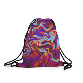 Рюкзак-мешок 3D с принтом colorful waves в Тюмени, 100% полиэстер | плотность ткани — 200 г/м2, размер — 35 х 45 см; лямки — толстые шнурки, застежка на шнуровке, без карманов и подкладки | abstract | colors | paint | pattern | violet | waves | абстракция | волны | краска | цветной