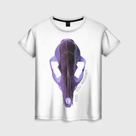 Женская футболка 3D с принтом The Skull в Тюмени, 100% полиэфир ( синтетическое хлопкоподобное полотно) | прямой крой, круглый вырез горловины, длина до линии бедер | альтернатива | андеграунд | гот | готика | готический стиль | готы | фиолетовый череп | череп | череп животного
