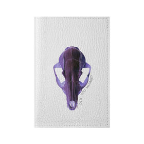 Обложка для паспорта матовая кожа с принтом The Skull в Тюмени, натуральная матовая кожа | размер 19,3 х 13,7 см; прозрачные пластиковые крепления | Тематика изображения на принте: альтернатива | андеграунд | гот | готика | готический стиль | готы | фиолетовый череп | череп | череп животного