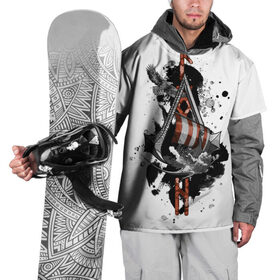 Накидка на куртку 3D с принтом Assassins Creed Valhalla Тату в Тюмени, 100% полиэстер |  | ассасинс крид | викинги | графика | драккар | корабль | орел | руны | тату