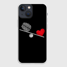 Чехол для iPhone 13 mini с принтом Слушай Сердце в Тюмени,  |  | 14 февраля | love | valentines day | девушке | день влюбленных | качели | любимой | любимому | любовь | не слушай мозг | пара | парню | перевесил | разум | сердца | сердце heart | слушай сердце