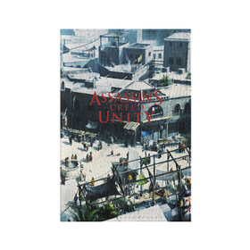 Обложка для паспорта матовая кожа с принтом Assassin’s Creed Unity в Тюмени, натуральная матовая кожа | размер 19,3 х 13,7 см; прозрачные пластиковые крепления | Тематика изображения на принте: black flag | brotherhood | chronicles | creed | game | origins | revelations | rogue | syndicate | unity | valhalla | альтаир | ассасин | игры | кинжал | пираты