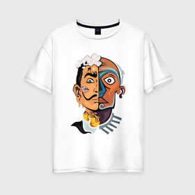 Женская футболка хлопок Oversize с принтом Dal? vs Picasso в Тюмени, 100% хлопок | свободный крой, круглый ворот, спущенный рукав, длина до линии бедер
 | график | живописец | испания | сюрреализм | творчество