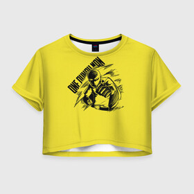 Женская футболка Crop-top 3D с принтом Сайтама | One Punch Man в Тюмени, 100% полиэстер | круглая горловина, длина футболки до линии талии, рукава с отворотами | anime | one punch man | аниме | анимэ | бэнг | ван панч мэн | ванпанчмен | генос | кинг | сайтама | соник | супер герой | торнадо | уан панч мен