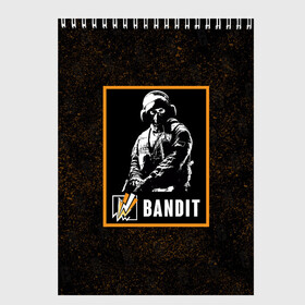 Скетчбук с принтом Bandit в Тюмени, 100% бумага
 | 48 листов, плотность листов — 100 г/м2, плотность картонной обложки — 250 г/м2. Листы скреплены сверху удобной пружинной спиралью | bandit | r6s | rainbow six siege | бандит | оперативник | персонаж