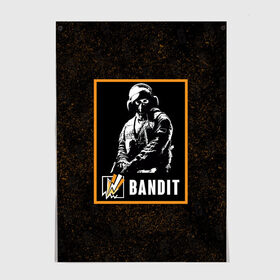 Постер с принтом Bandit в Тюмени, 100% бумага
 | бумага, плотность 150 мг. Матовая, но за счет высокого коэффициента гладкости имеет небольшой блеск и дает на свету блики, но в отличии от глянцевой бумаги не покрыта лаком | bandit | r6s | rainbow six siege | бандит | оперативник | персонаж