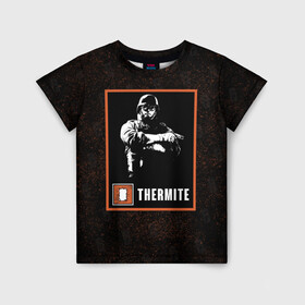 Детская футболка 3D с принтом Thermite в Тюмени, 100% гипоаллергенный полиэфир | прямой крой, круглый вырез горловины, длина до линии бедер, чуть спущенное плечо, ткань немного тянется | r6s | rainbow six siege | thermite | оперативник | персонаж | термит