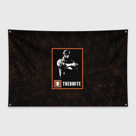 Флаг-баннер с принтом Thermite в Тюмени, 100% полиэстер | размер 67 х 109 см, плотность ткани — 95 г/м2; по краям флага есть четыре люверса для крепления | r6s | rainbow six siege | thermite | оперативник | персонаж | термит