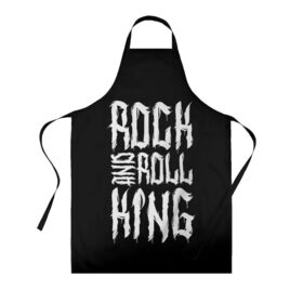 Фартук 3D с принтом Rock and Roll King в Тюмени, 100% полиэстер | общий размер — 65 х 85 см, ширина нагрудника — 26 см, горловина — 53 см, длина завязок — 54 см, общий обхват в поясе — 173 см. Принт на завязках и на горловине наносится с двух сторон, на основной части фартука — только с внешней стороны | family | family look | king | rock | rock and roll | детские | для всей семьи | семейные | семья | фэмили лук