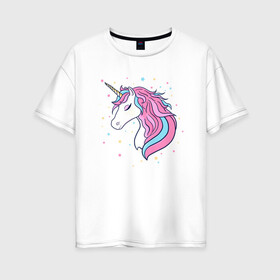 Женская футболка хлопок Oversize с принтом Unicorn parent в Тюмени, 100% хлопок | свободный крой, круглый ворот, спущенный рукав, длина до линии бедер
 | family | family look | unicorn | детские | для всей семьи | единорог | семейные | семья | фэмили лук