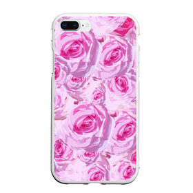 Чехол для iPhone 7Plus/8 Plus матовый с принтом Roses в Тюмени, Силикон | Область печати: задняя сторона чехла, без боковых панелей | дизайн с розами | женственность | нежность | роза | розовый принт | розовый фон | розы | цветы