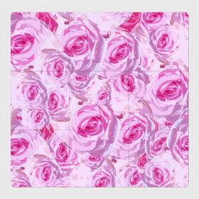 Магнитный плакат 3Х3 с принтом Roses в Тюмени, Полимерный материал с магнитным слоем | 9 деталей размером 9*9 см | дизайн с розами | женственность | нежность | роза | розовый принт | розовый фон | розы | цветы