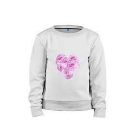 Детский свитшот хлопок с принтом The Heart в Тюмени, 100% хлопок | круглый вырез горловины, эластичные манжеты, пояс и воротник | нежность | роза | розовое сердце | розовый принт | розы | романтика | сердечко | сердце
