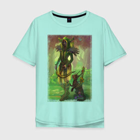 Мужская футболка хлопок Oversize с принтом Forest Guardian в Тюмени, 100% хлопок | свободный крой, круглый ворот, “спинка” длиннее передней части | crossbow | fantasy | арбалет | персонаж | фэнтези
