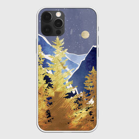 Чехол для iPhone 12 Pro Max с принтом Золотой лес в Тюмени, Силикон |  | горы | елки | золотой | лес | луна | природа | путешественникам | путешествие