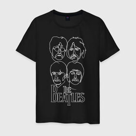 Мужская футболка хлопок с принтом The Beatles (одной линией) в Тюмени, 100% хлопок | прямой крой, круглый вырез горловины, длина до линии бедер, слегка спущенное плечо. | let it be | the beatles | битлз | битломан | битлы | всемирный день | группа | джон | джордж | известный | леннон | логотип | маккартни | музыка | музыкант | пол | популярный | портрет | ринго | рок группа | старр