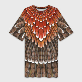 Платье-футболка 3D с принтом оперение:  орел (2) в Тюмени,  |  | Тематика изображения на принте: feathers | plumage | бурый | друид | индеец | коричневый | оперение | оранжевый | орёл | пернатый | перо | перья | природа | птица | рыжий | сова | сон | ястреб