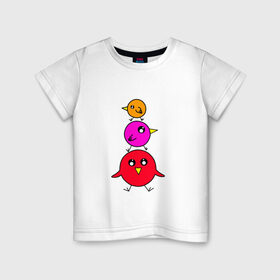 Детская футболка хлопок с принтом Птички в Тюмени, 100% хлопок | круглый вырез горловины, полуприлегающий силуэт, длина до линии бедер | воробьи | деверь | животные | звери | попугаи | птицы | птички