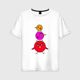 Женская футболка хлопок Oversize с принтом Птички в Тюмени, 100% хлопок | свободный крой, круглый ворот, спущенный рукав, длина до линии бедер
 | воробьи | деверь | животные | звери | попугаи | птицы | птички