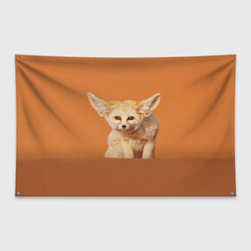 Флаг-баннер с принтом Забавный лисенок в Тюмени, 100% полиэстер | размер 67 х 109 см, плотность ткани — 95 г/м2; по краям флага есть четыре люверса для крепления | fox | foxy | животное | звери | лиса | лисенок | лисичка | милая | рыжая | фокс