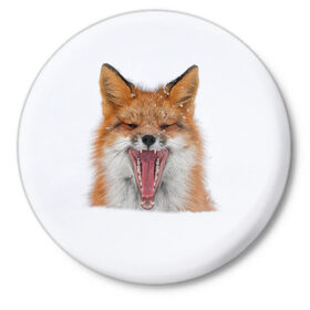 Значок с принтом Снежная лиса в Тюмени,  металл | круглая форма, металлическая застежка в виде булавки | Тематика изображения на принте: fox | foxy | животное | звери | лиса | лисенок | лисичка | милая | рыжая | фокс