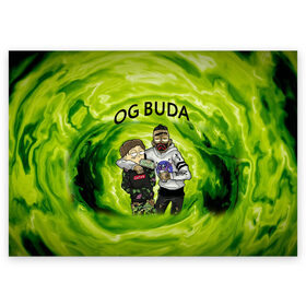 Поздравительная открытка с принтом Репер - OG Buda в Тюмени, 100% бумага | плотность бумаги 280 г/м2, матовая, на обратной стороне линовка и место для марки
 | Тематика изображения на принте: lil melon | og buda | seemee. | оджи буда | репер | рэп исполнитель | федук