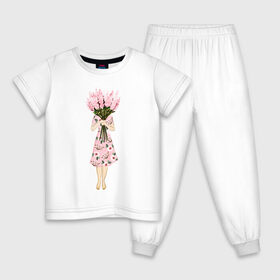 Детская пижама хлопок с принтом Я стесняюсь в Тюмени, 100% хлопок |  брюки и футболка прямого кроя, без карманов, на брюках мягкая резинка на поясе и по низу штанин
 | 8 марта | dreams | всемирный женский день | цветы
