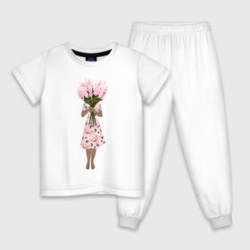 Детская пижама хлопок с принтом Я стесняюсь в Тюмени, 100% хлопок |  брюки и футболка прямого кроя, без карманов, на брюках мягкая резинка на поясе и по низу штанин
 | 8 марта | dreams | всемирный женский день | цветы