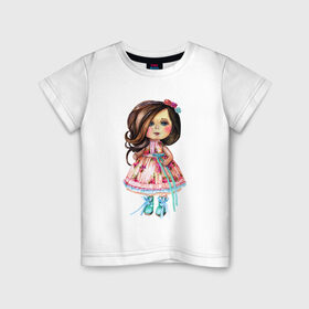 Детская футболка хлопок с принтом Весенняя принцесса в Тюмени, 100% хлопок | круглый вырез горловины, полуприлегающий силуэт, длина до линии бедер | 8 марта | dreams | всемирный женский день | цветы
