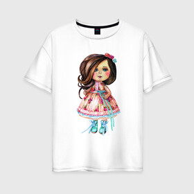 Женская футболка хлопок Oversize с принтом Весенняя принцесса в Тюмени, 100% хлопок | свободный крой, круглый ворот, спущенный рукав, длина до линии бедер
 | 8 марта | dreams | всемирный женский день | цветы