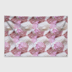 Флаг-баннер с принтом Зефир белый и розовый в Тюмени, 100% полиэстер | размер 67 х 109 см, плотность ткани — 95 г/м2; по краям флага есть четыре люверса для крепления | валентинов день | влюбленные | зефир | любовь | пирожное | романтика | сладости