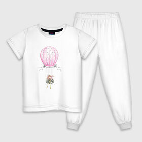 Детская пижама хлопок с принтом Девочка на воздушном шаре в Тюмени, 100% хлопок |  брюки и футболка прямого кроя, без карманов, на брюках мягкая резинка на поясе и по низу штанин
 | 8 марта | dreams | всемирный женский день | цветы