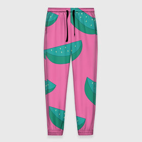 Мужские брюки 3D с принтом Арбузы на розовом в Тюмени, 100% полиэстер | манжеты по низу, эластичный пояс регулируется шнурком, по бокам два кармана без застежек, внутренняя часть кармана из мелкой сетки | арбуз | зеленый | летний | паттерн | подарок | простой | розовыйй | тропический | узор | фрукт