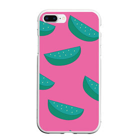 Чехол для iPhone 7Plus/8 Plus матовый с принтом Арбузы на розовом в Тюмени, Силикон | Область печати: задняя сторона чехла, без боковых панелей | арбуз | зеленый | летний | паттерн | подарок | простой | розовыйй | тропический | узор | фрукт