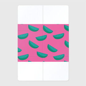Магнитный плакат 2Х3 с принтом Арбузы на розовом в Тюмени, Полимерный материал с магнитным слоем | 6 деталей размером 9*9 см | арбуз | зеленый | летний | паттерн | подарок | простой | розовыйй | тропический | узор | фрукт